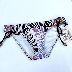 Split Multi color adjustable hipster bikini bottom size medium NWT
